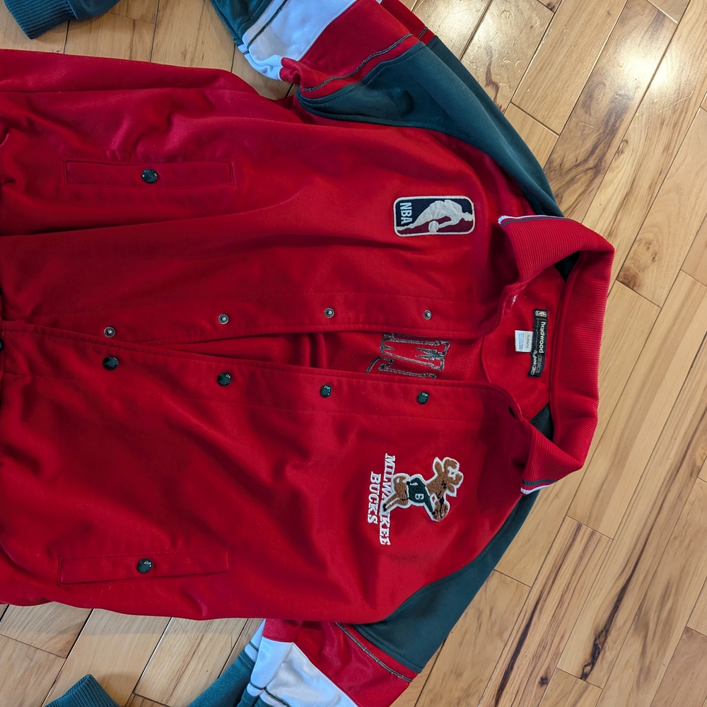 Milwaukee Bucks Red and Green Varsity Jacket